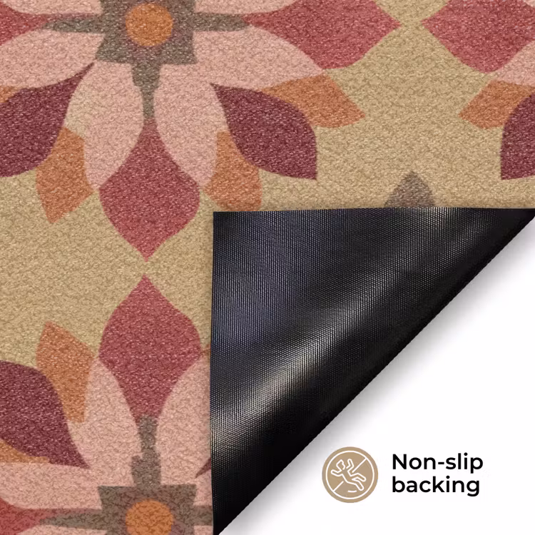 Bloemen - Retro - Groen Deurmat klein 898 -antislip_EN