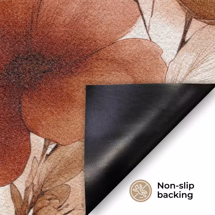 Bloemen - Aquarel - Botanisch - Terracotta Deurmat klein 898 -antislip_EN
