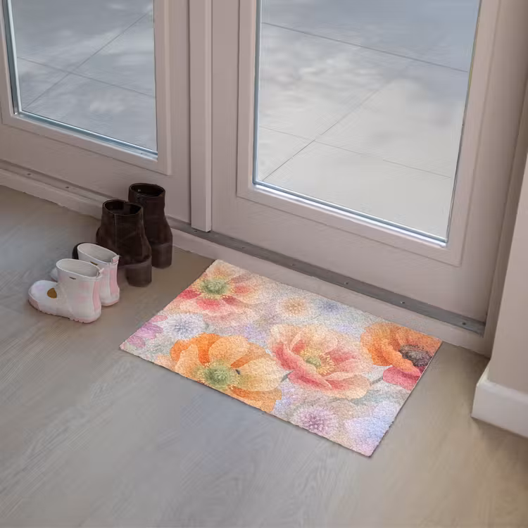 Bloemen - Aquarel - Natuur - Modern - Kleurrijk Deurmat klein -sfeer3