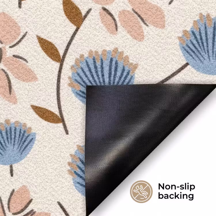 Bloemen - Wild - Blauw Deurmat klein 898 -antislip_EN