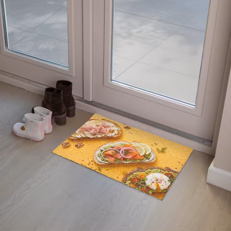 Eten - Brood - Ontbijt - Modern - Kleurrijk Deurmat klein -sfeer3