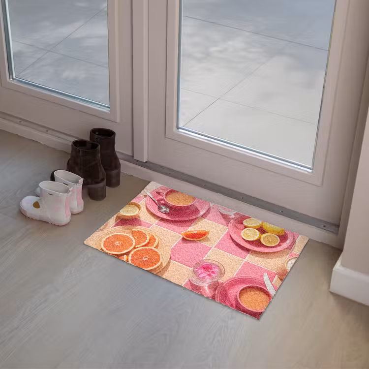 Eten - Citrusvruchten - Stillevens - Roze - Oranje Deurmat klein -sfeer3