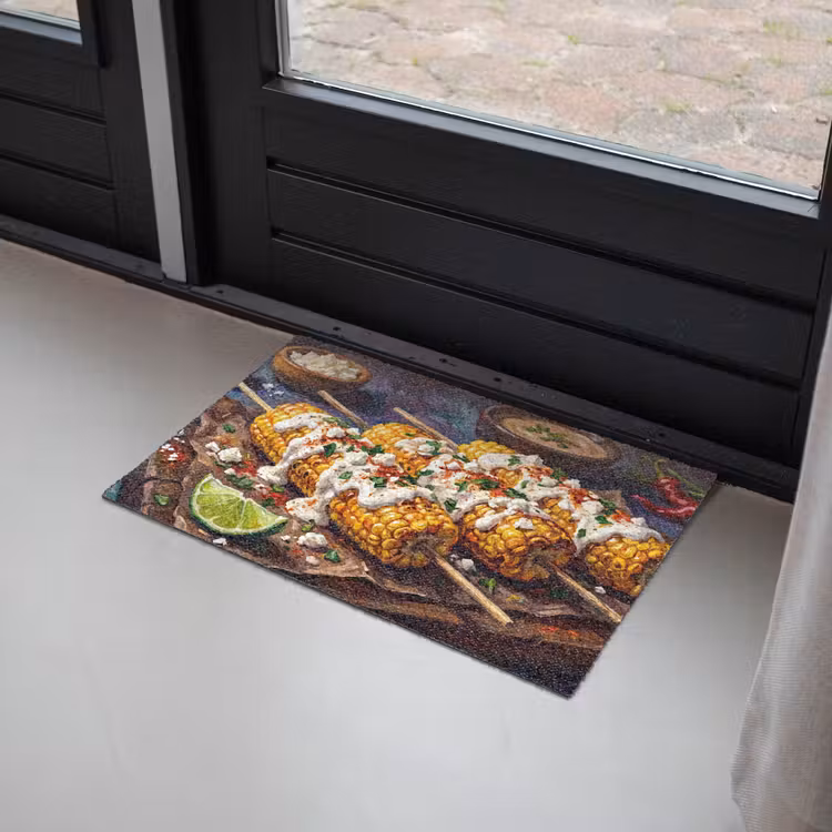 Eten - Maïs - Saus - Geschilderd - Geel Deurmat klein -sfeer2