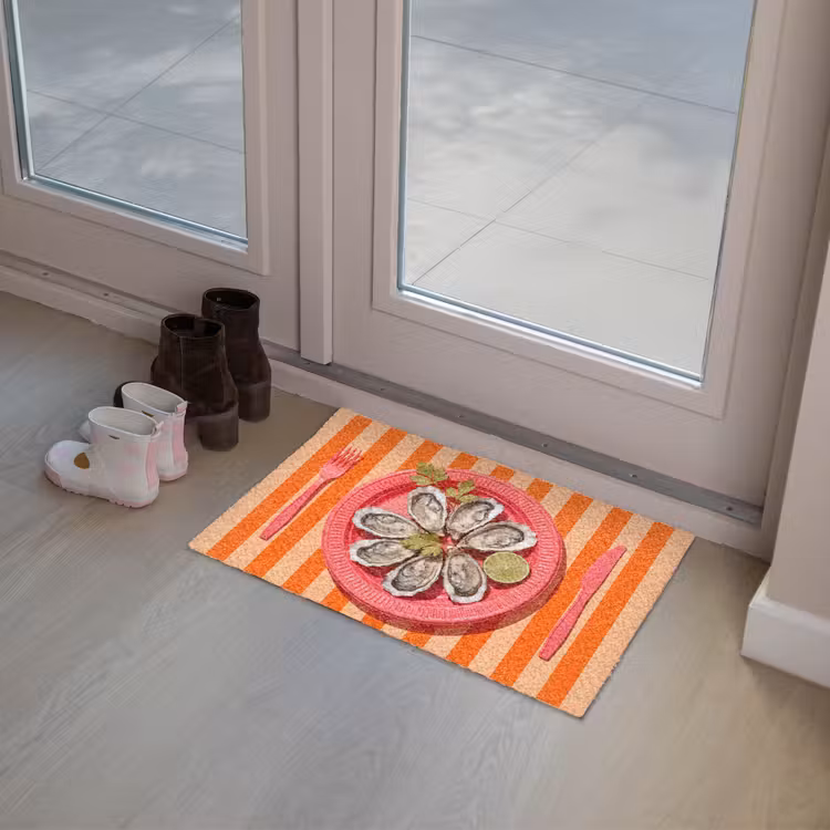 Eten - Oester - Zeevruchten - Oranje - Modern Deurmat klein -sfeer3