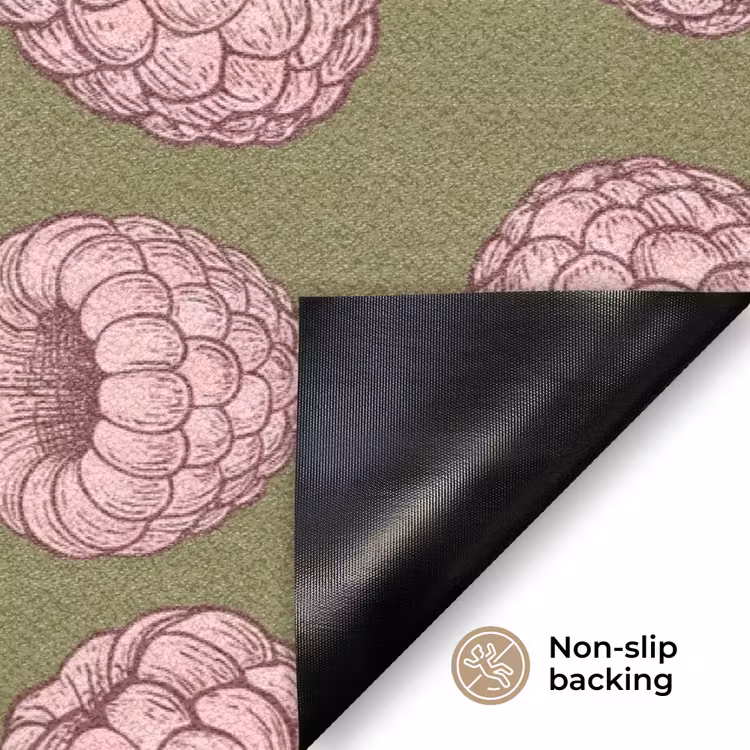 Eten - Patroon - Illustratie - Roze - Groen Deurmat klein -antislip_EN