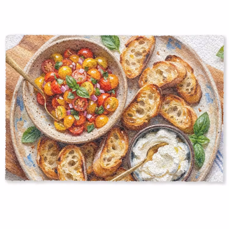 Eten - Tomaat - Brood - Kleurrijk - Keuken Deurmat klein -zkaufland3d