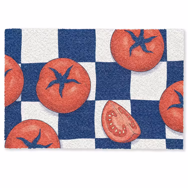 Eten - Tomaten - Keuken - Illustratie - Rood-Blauw Deurmat klein -zkaufland3d