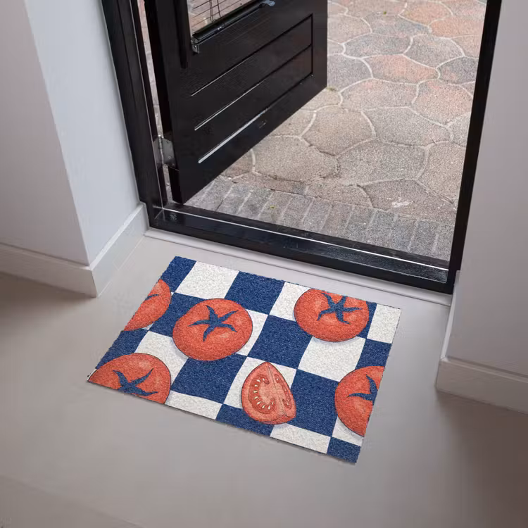 Eten - Tomaten - Keuken - Illustratie - Rood-Blauw Deurmat klein -sfeer5