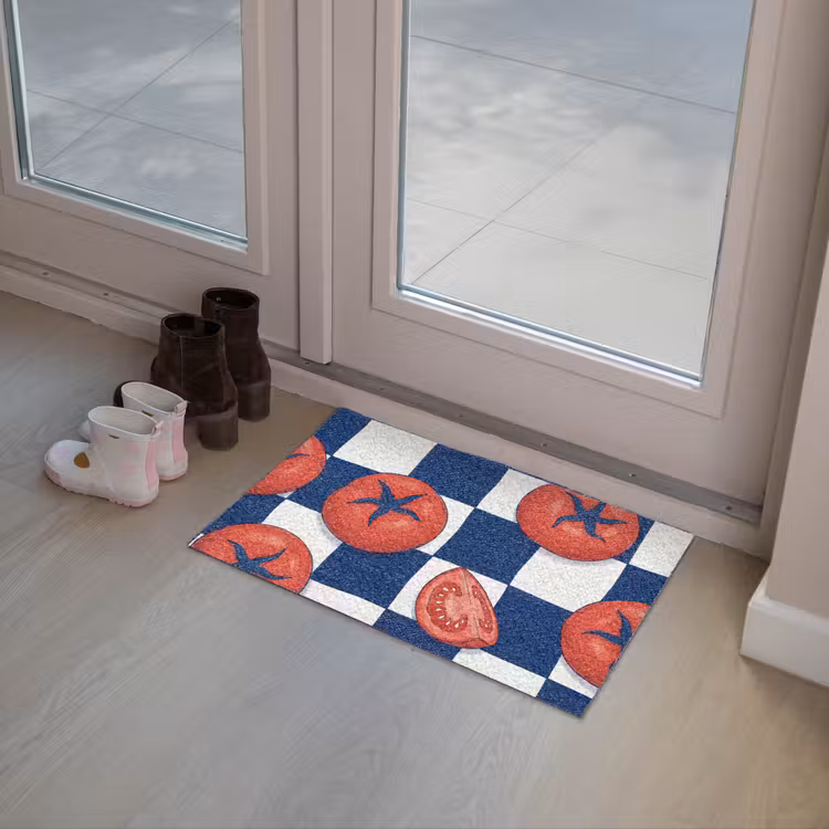 Eten - Tomaten - Keuken - Illustratie - Rood-Blauw Deurmat klein -sfeer3