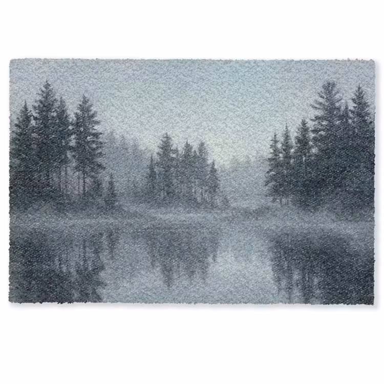 Bos - Meer - Mist - Natuur - Grijs Deurmat klein -zkaufland3d