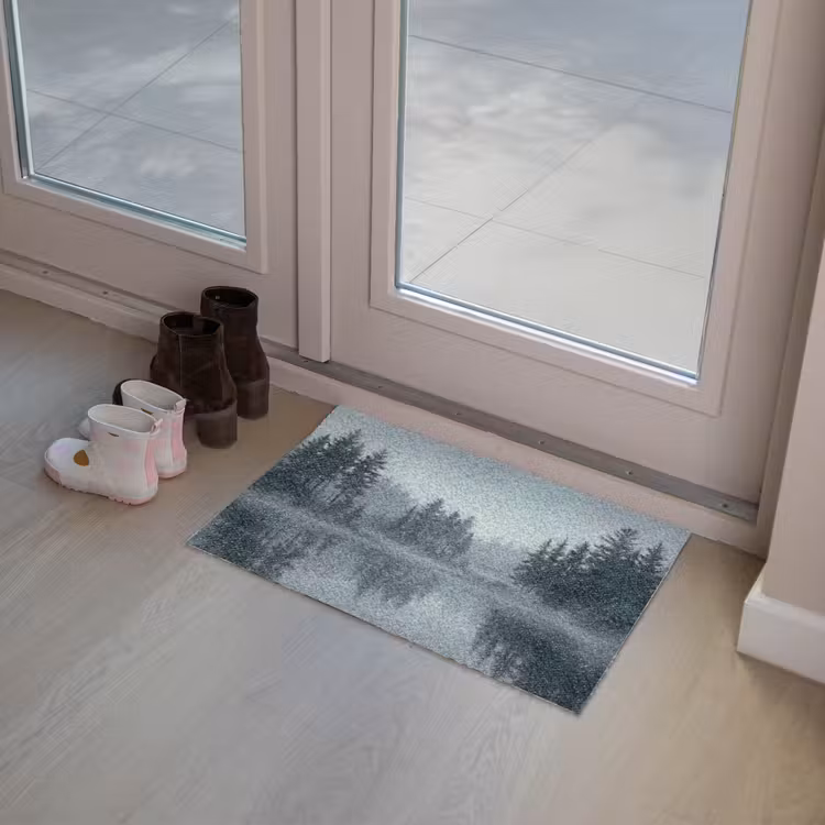 Bos - Meer - Mist - Natuur - Grijs Deurmat klein -sfeer3