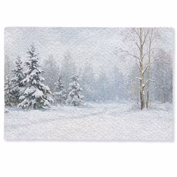 Bospad - Dennen - Sneeuw - Winter - Rustgevend Deurmat klein -zkaufland3d
