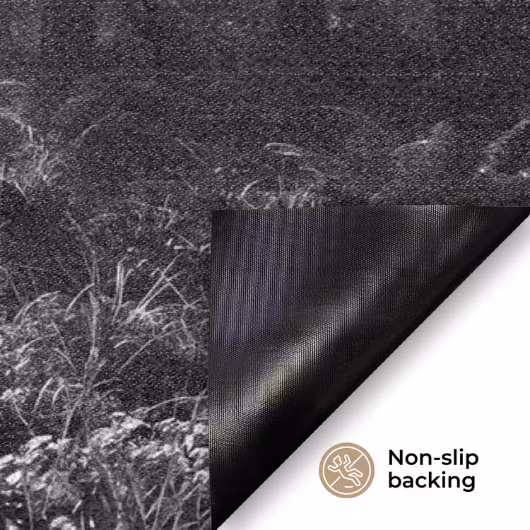 Bos - Lichtstralen - Natuur - Zwart-wit Deurmat klein -antislip_EN