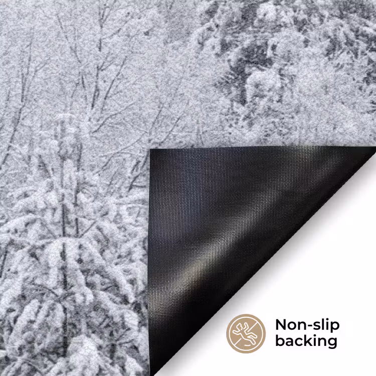 Bos - Sneeuw - Winter - Natuur - Wit Deurmat klein -antislip_EN