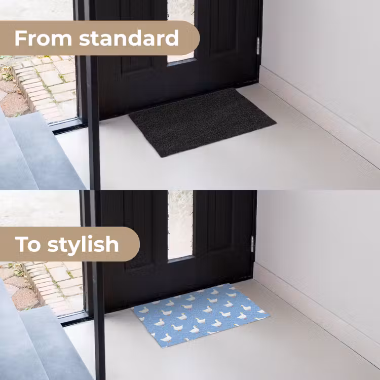 Ganzen - Elegant - Blauw Deurmat klein 898 -voor-na_EN