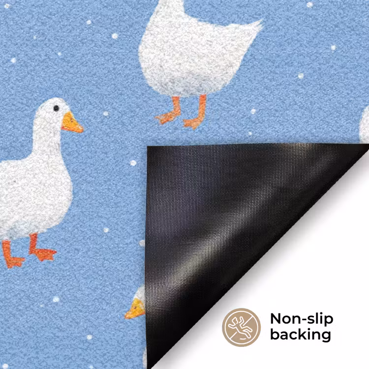 Ganzen - Elegant - Blauw Deurmat klein 898 -antislip_EN