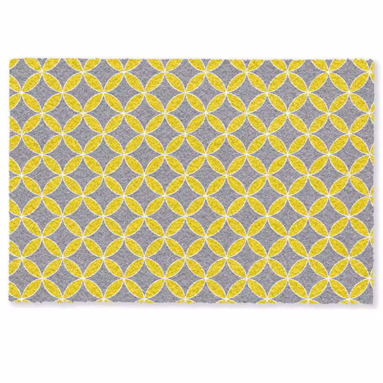 Geometrisch - Cirkels - Modern - Grijs - Geel Deurmat klein 898 -zkaufland3d