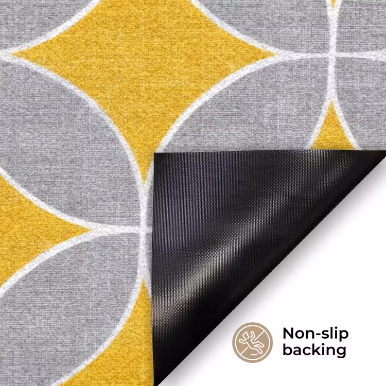 Geometrisch - Cirkels - Textuur - Grijs - Geel Deurmat klein 898 -antislip_EN