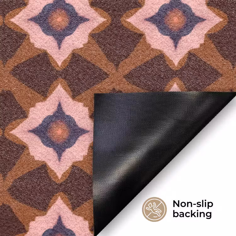 Geometrisch - Sierlijk - Bruin Deurmat klein 898 -antislip_EN