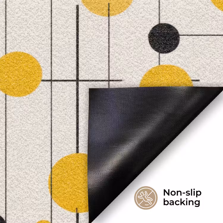Geometrisch - Retro - Lijnen - Okergeel - Zwart Deurmat klein 898 -antislip_EN