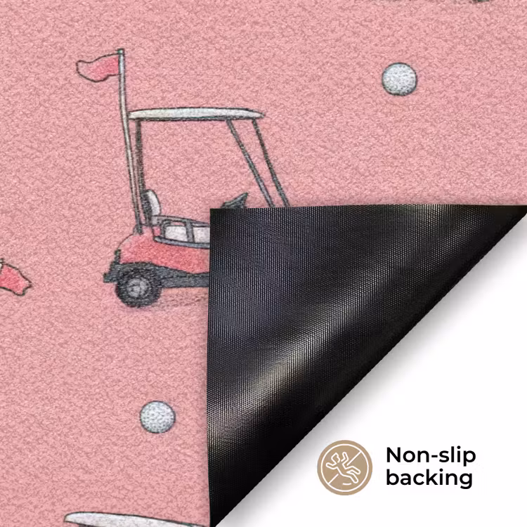 Golfkar - Retro - Roze Deurmat klein 898 -antislip_EN
