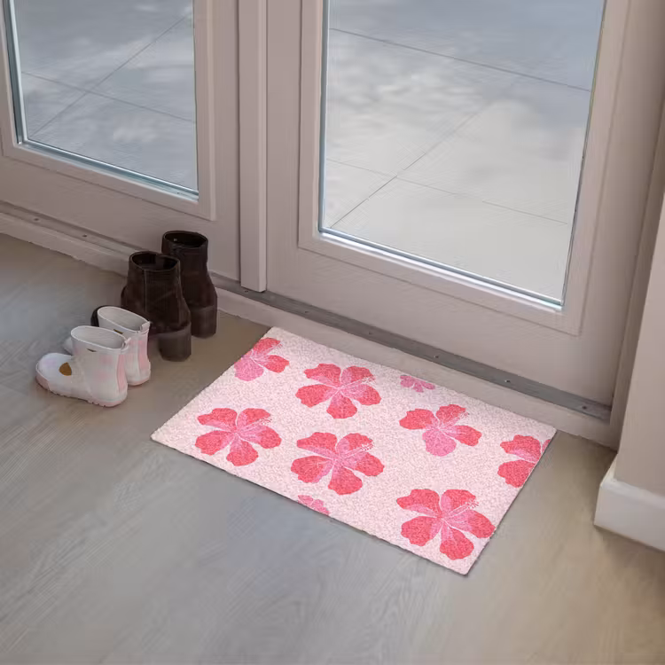 Hibiscus - Bloemen - Roze Deurmat klein 898 -sfeer3
