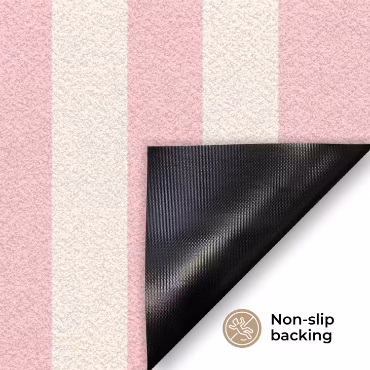 Hola - Quote -  Strepen - Pastel - Roze - Rood - Wit Deurmat klein -antislip_EN