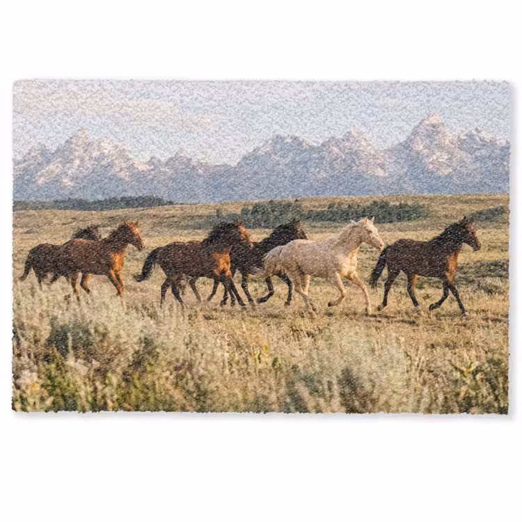Paarden - Kudde - Bergen - Vrijheid - Wild Deurmat klein -zkaufland3d