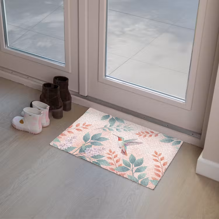 Kolibrie - Vliegen - Natuur - Illustratie - Kleurrijk Deurmat klein -sfeer3