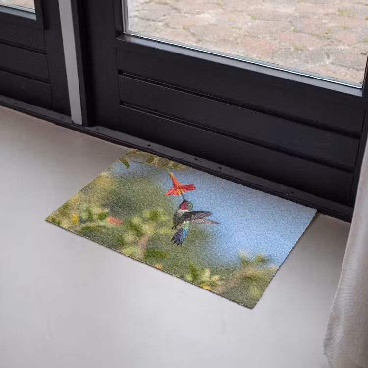Kolibrie - Bloem - Natuur - Groen Deurmat klein -sfeer2