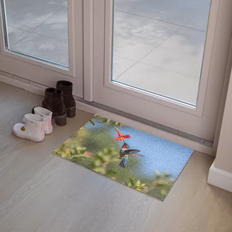 Kolibrie - Bloem - Natuur - Groen Deurmat klein -sfeer3