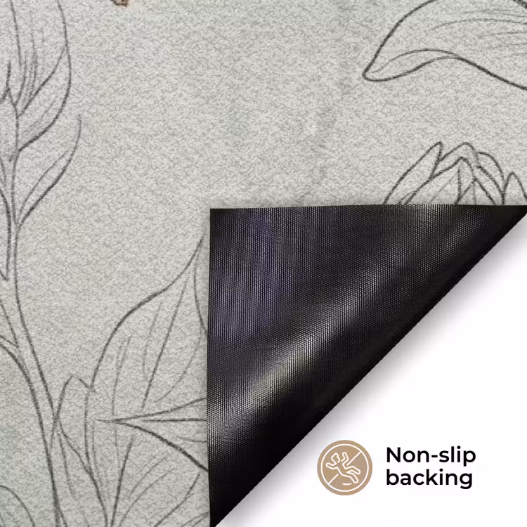 Illustratie - Bloemen - Groen Deurmat klein -antislip_EN