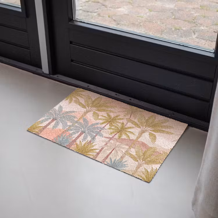 Illustratie - Palmbomen - Kleurrijk Deurmat klein -sfeer2