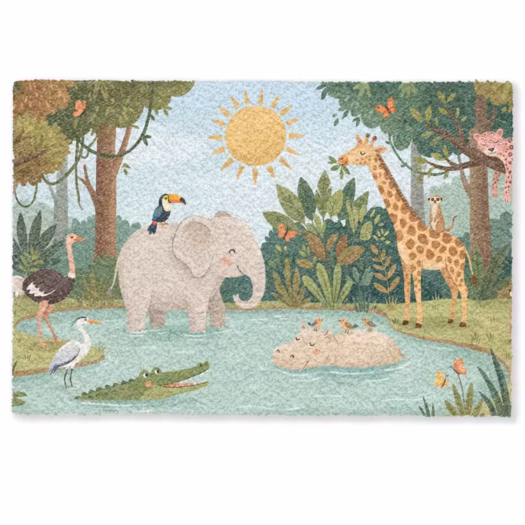 Jungle - Oase - Dieren - Kleurrijk Deurmat klein -zkaufland3d