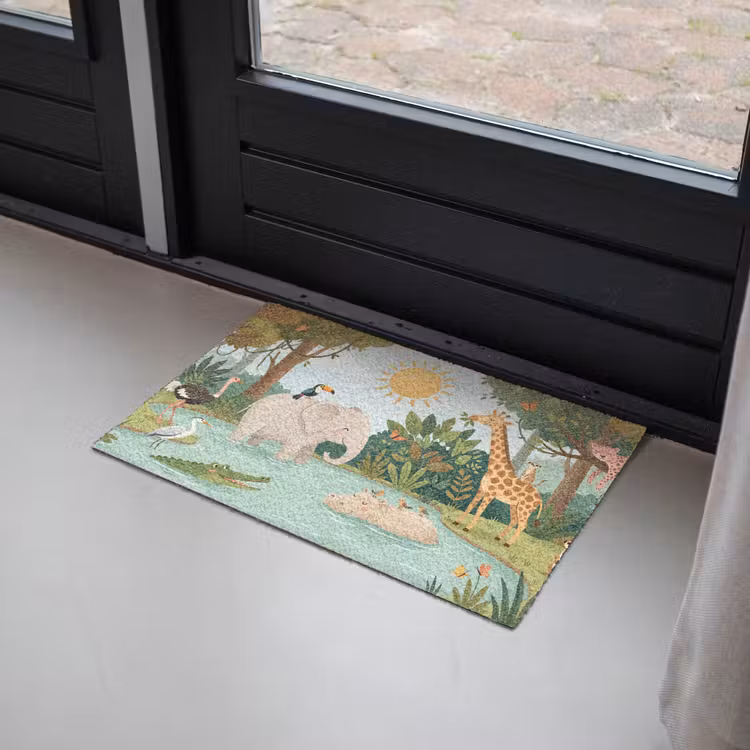Jungle - Oase - Dieren - Kleurrijk Deurmat klein -sfeer2
