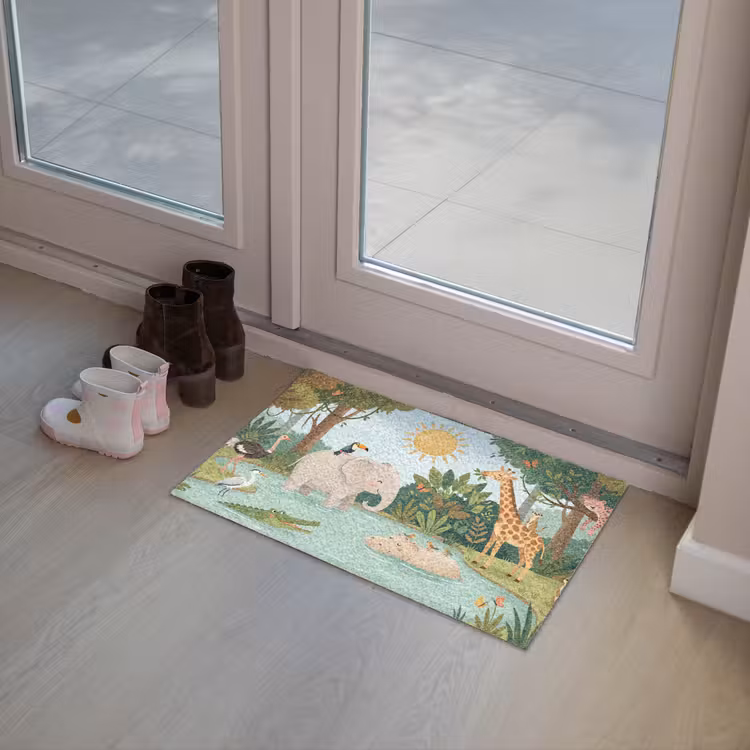 Jungle - Oase - Dieren - Kleurrijk Deurmat klein -sfeer3