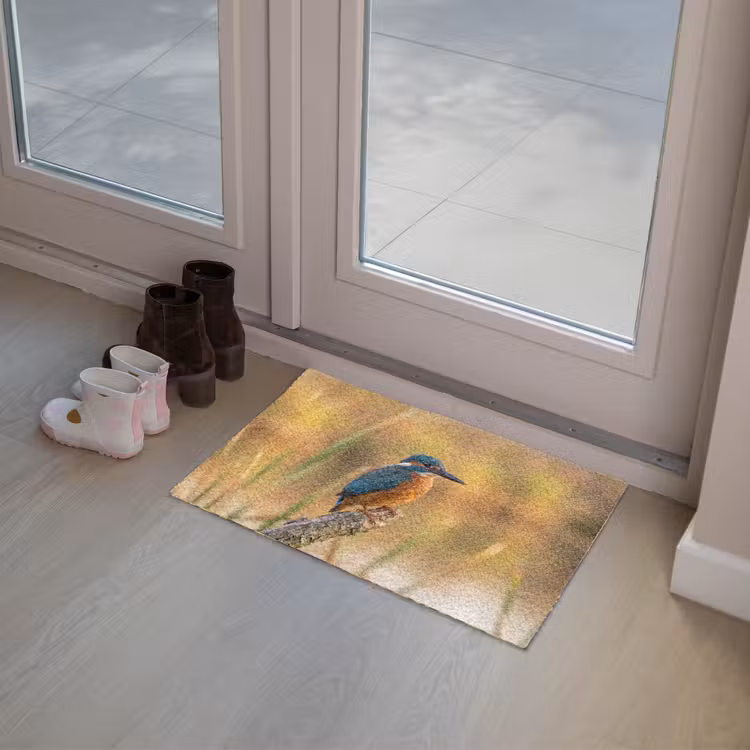 IJsvogel - Tak - Water - Kleurrijk - Levendig Deurmat klein -sfeer3