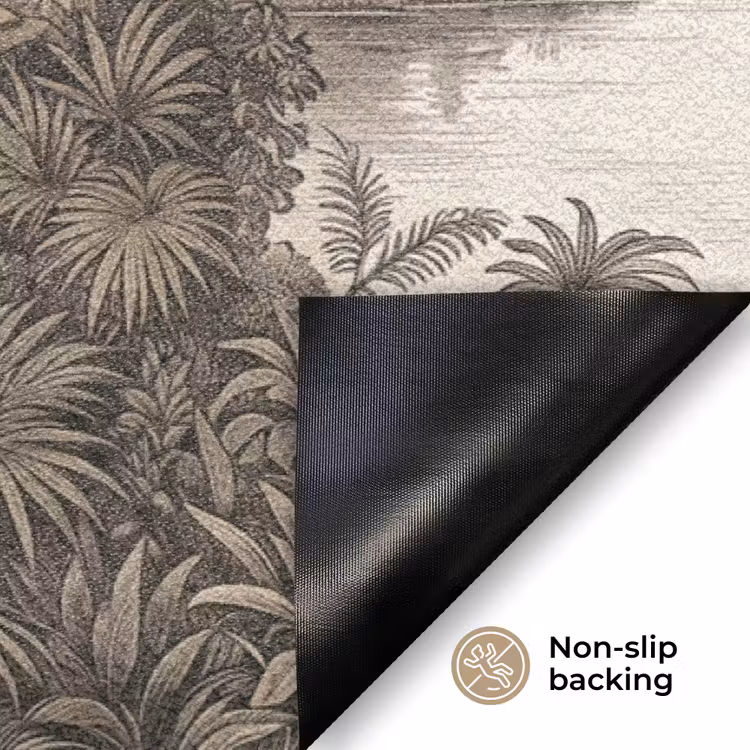 Landschap - Rivier - Boot - Tropisch - Vintage Deurmat klein -antislip_EN