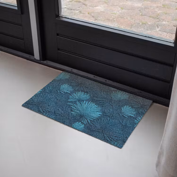 Bladeren - Reliëf - Patroon - Oceaanblauw - Modern Deurmat klein 898 -sfeer2