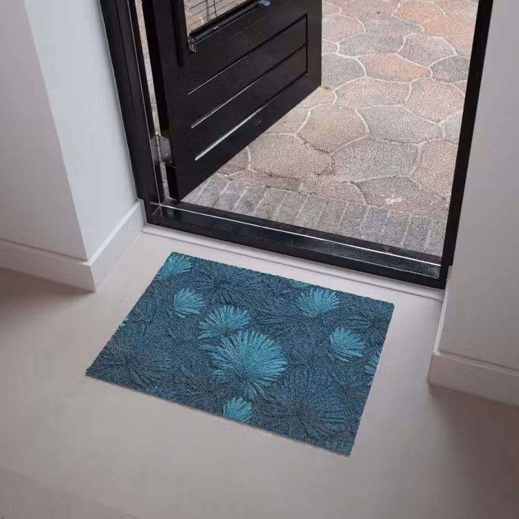 Bladeren - Reliëf - Patroon - Oceaanblauw - Modern Deurmat klein 898 -sfeer5