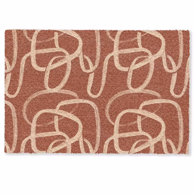 Lijnen - Abstract - Organisch - Terracotta - Crème Deurmat klein 898 -zkaufland3d