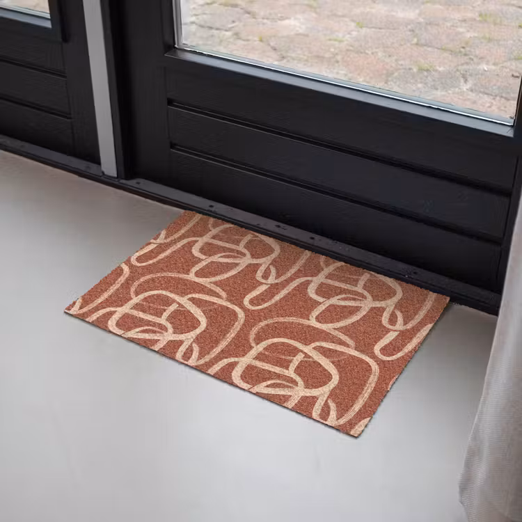 Lijnen - Abstract - Organisch - Terracotta - Crème Deurmat klein 898 -sfeer2