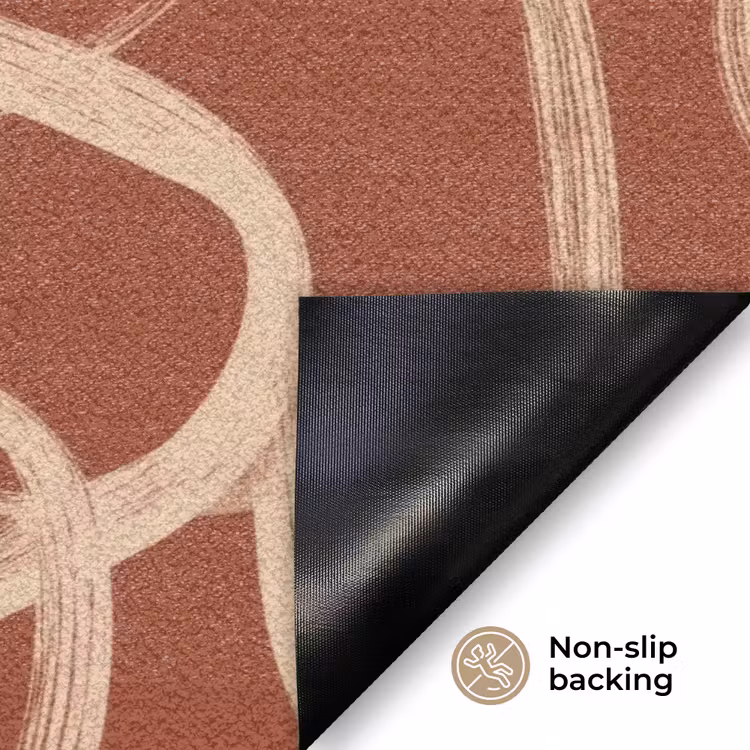 Lijnen - Abstract - Organisch - Terracotta - Crème Deurmat klein 898 -antislip_EN