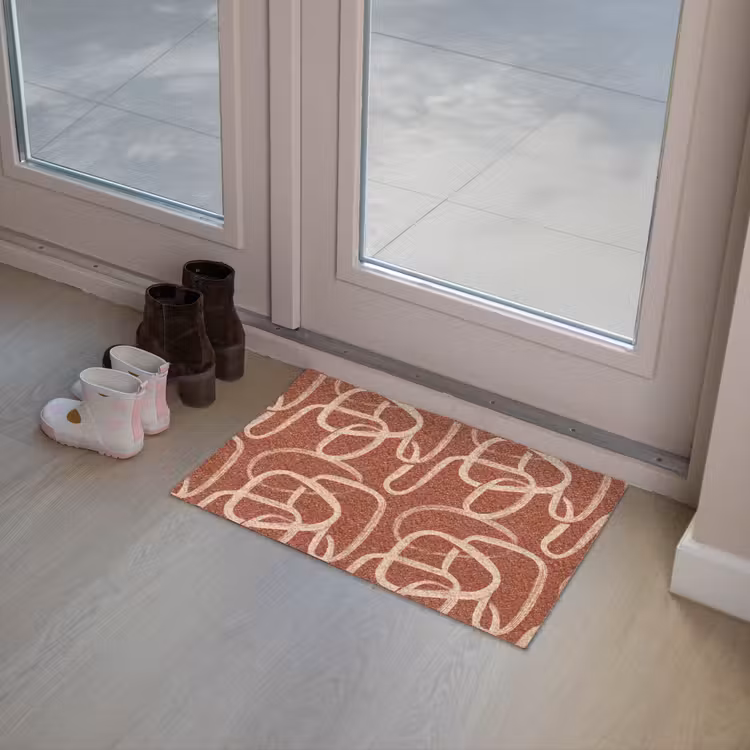 Lijnen - Abstract - Organisch - Terracotta - Crème Deurmat klein 898 -sfeer3