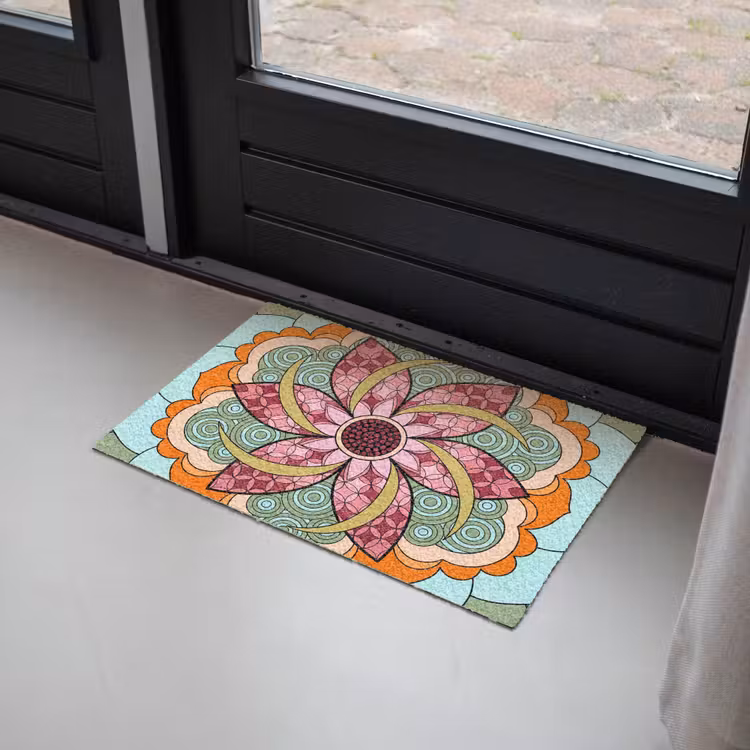Mandala - Geometrisch - Kunst - Decoratief - Kleurrijk Deurmat klein -sfeer2