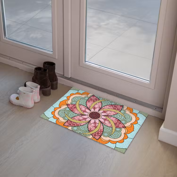 Mandala - Geometrisch - Kunst - Decoratief - Kleurrijk Deurmat klein -sfeer3
