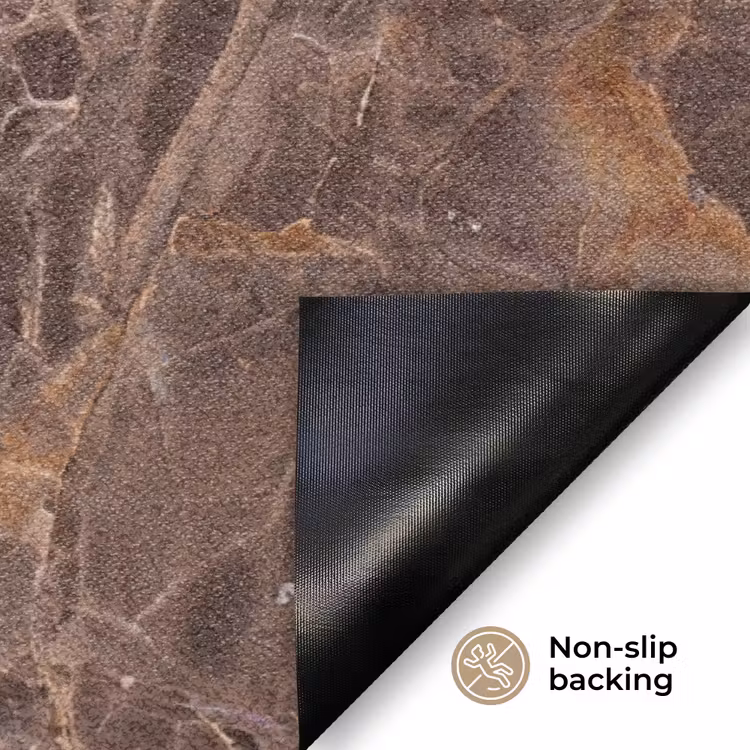 Marmer - Patroon - Natuur - Bruin - Goud Deurmat klein -antislip_EN