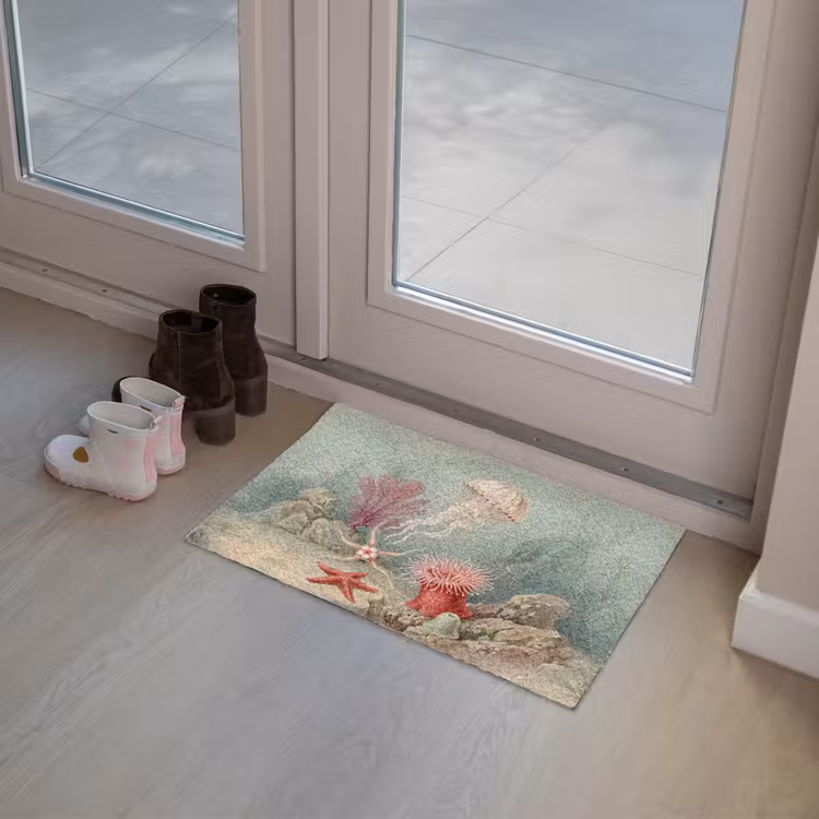 Zeeleven - Kwal - Onderwater - Illustratie - Beige Deurmat klein -sfeer3