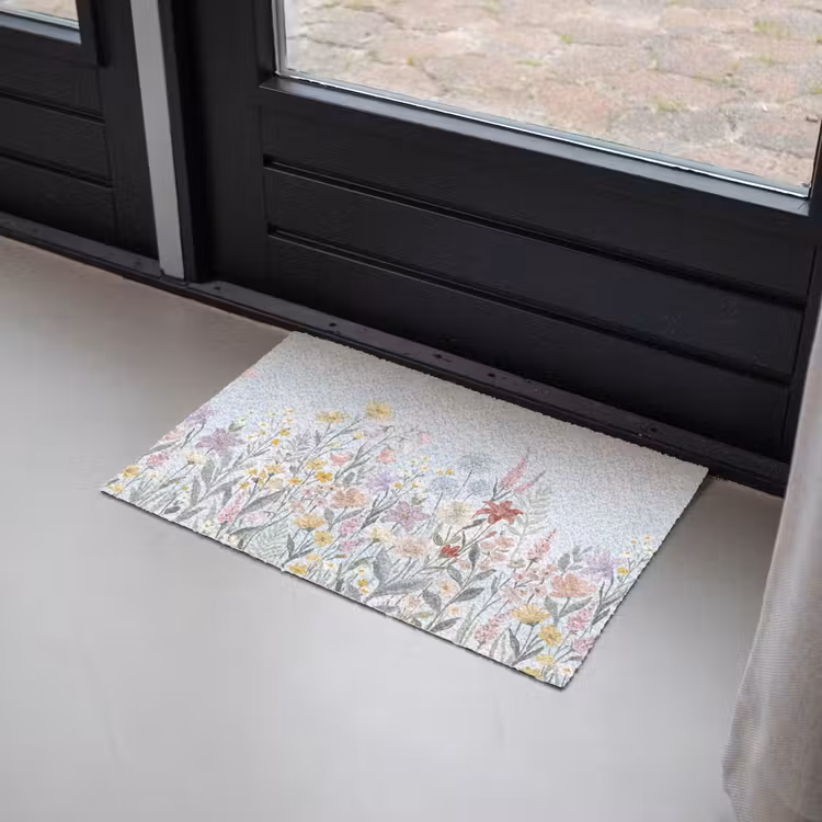 Weidebloemen - Illustratie - Kleurrijk Deurmat klein -sfeer2