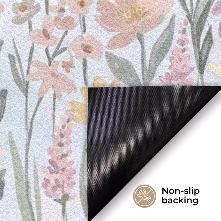 Weidebloemen - Illustratie - Kleurrijk Deurmat klein -antislip_EN